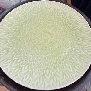 Green Embossed Stoneware Plate Arlington Designs Cottagecore Spring Decor